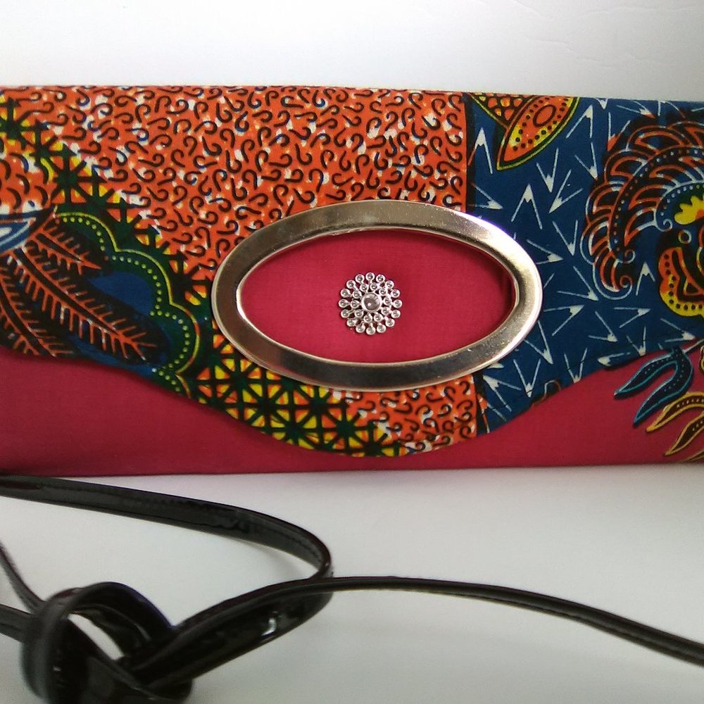 Multicolor Printed Fabric Shoulder/Clutch Hand Bag